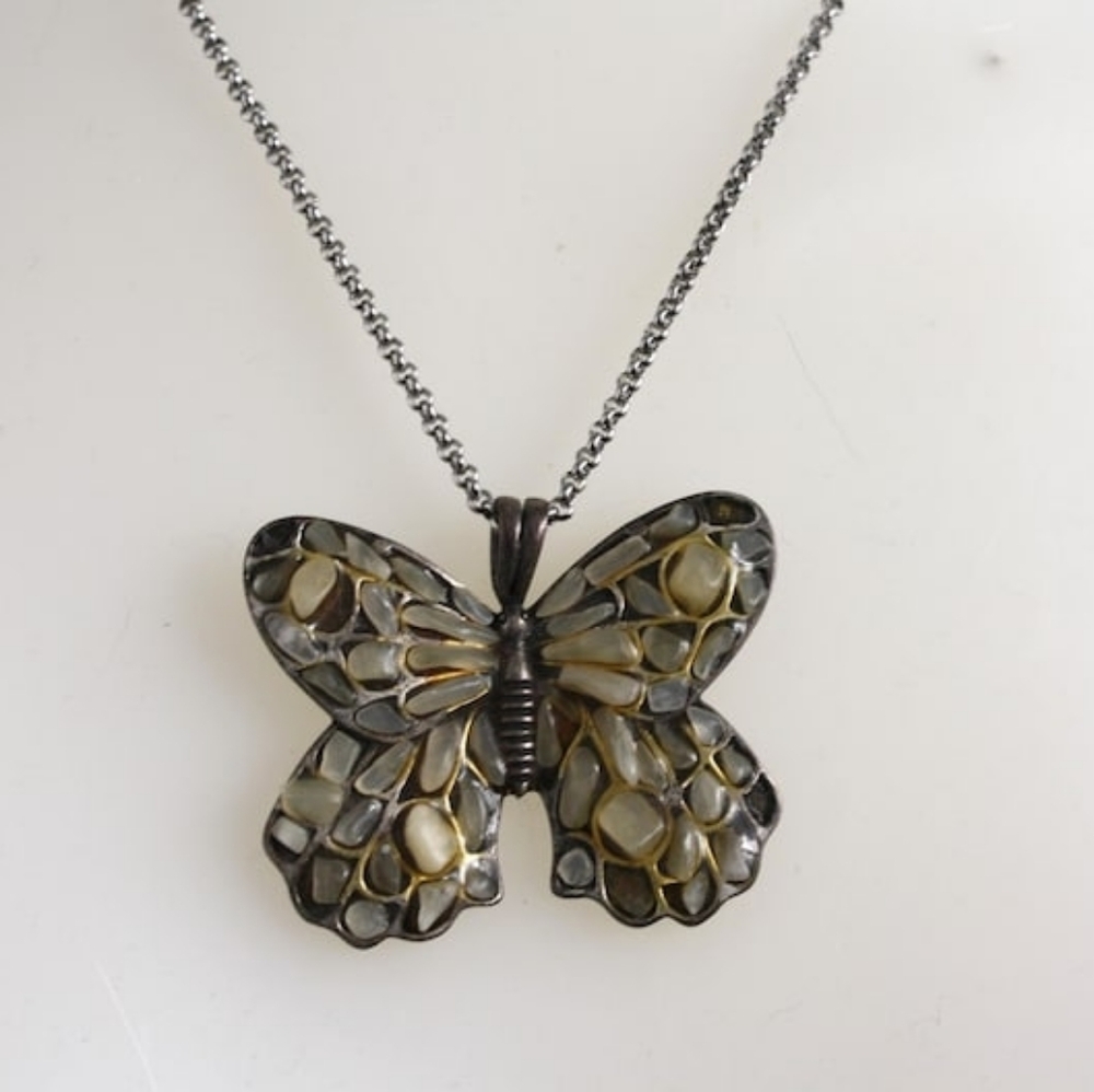 vintage butterfly necklace Boho Summer Jewelry Large Pendant